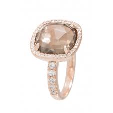 Bronzallure Smokey Solitaire With Cubic Zirconia Shoulders Ring