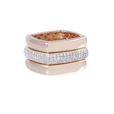 Bronzallure Three Polished And Cubic Zirconia Square Rings