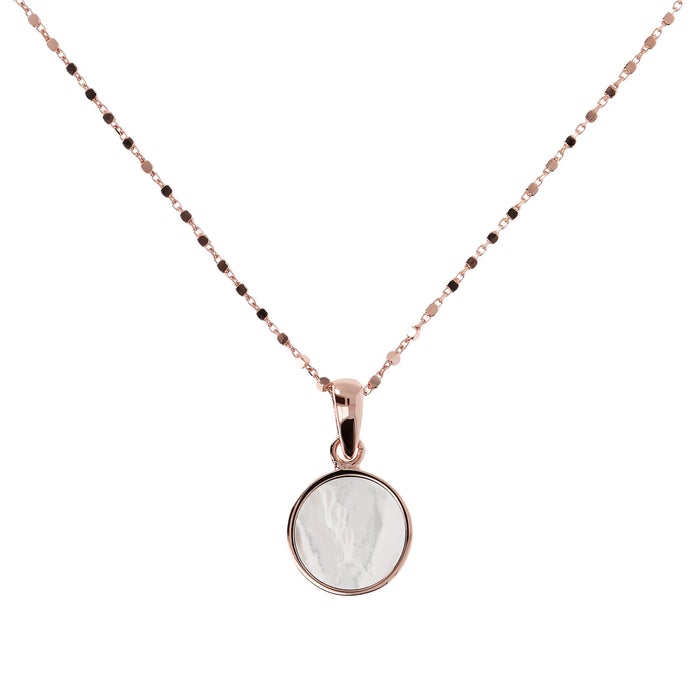Bronzeallure Mother Of Pearl Cubetti Pendant In Rose