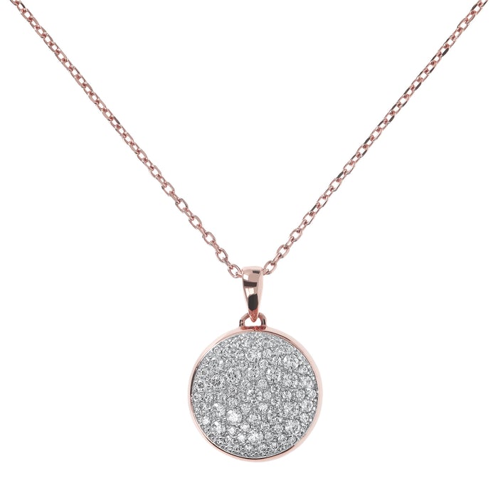 Bronzeallure Pendant With Cubic Zirconia Pave Disc In Rose