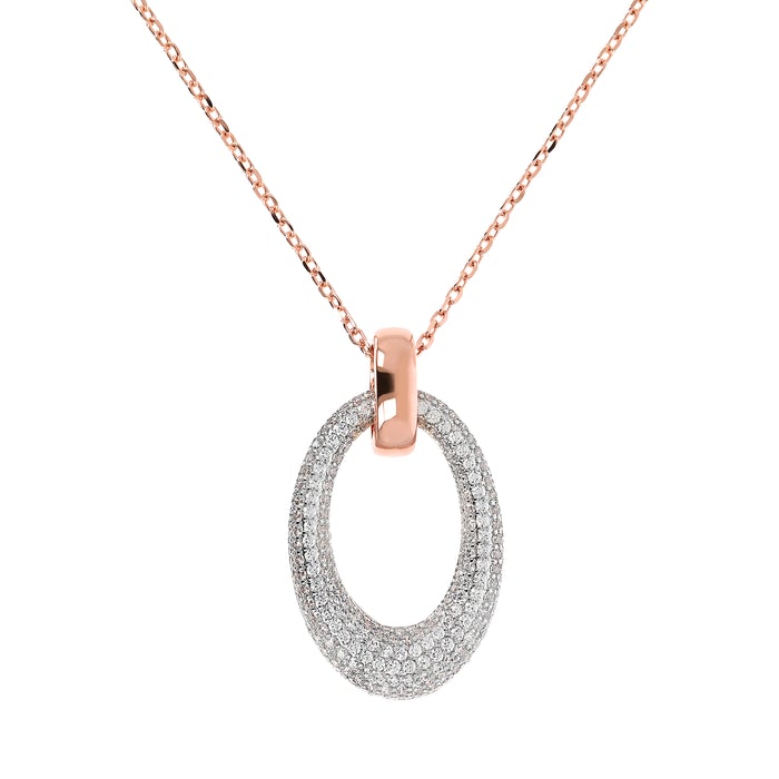 Bronzeallure Pendant With Oval Cubic Zirconia Detail In Rose