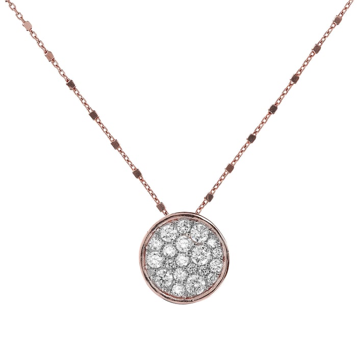 Rose Plated Cubic Zirconia Pave Disc Bronzeallure Pendant