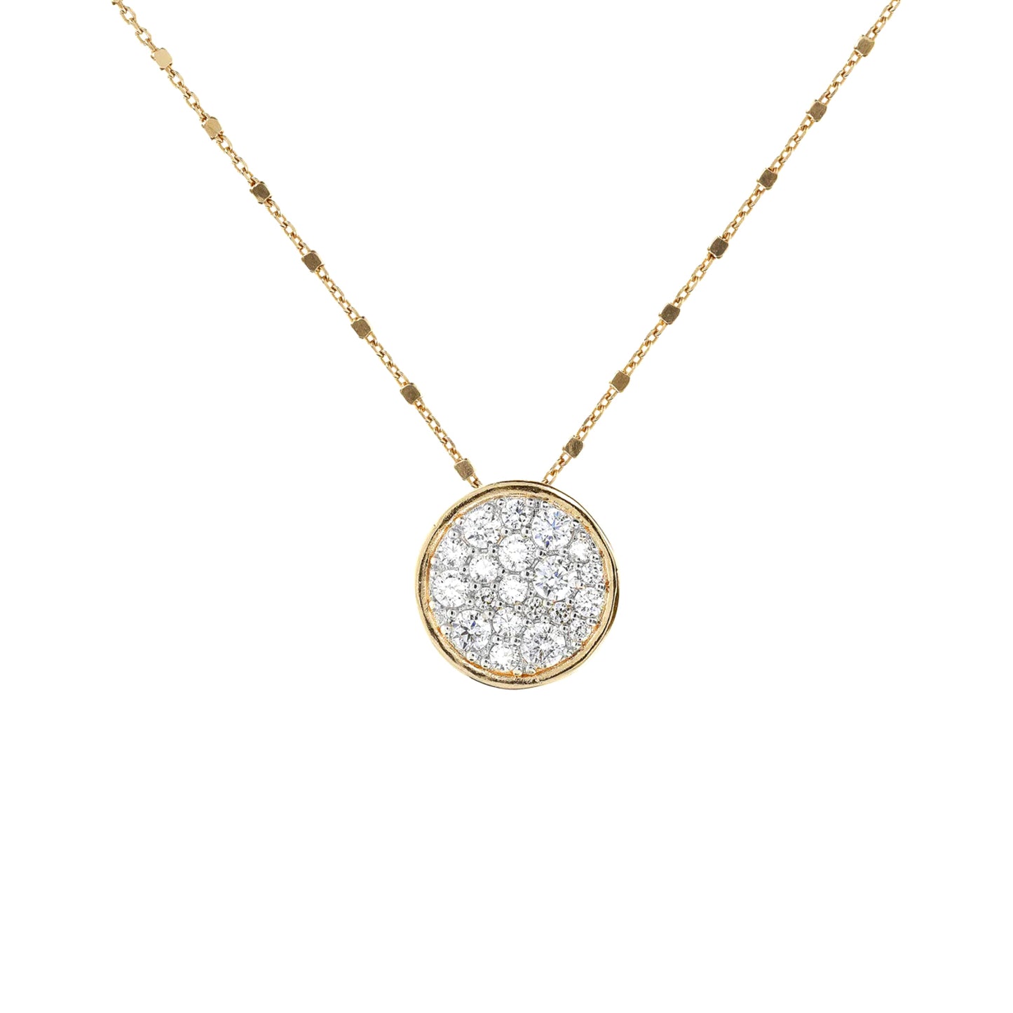 Bronzeallure White Gold Plated Cubic Zirconia Pave Disc Pendant