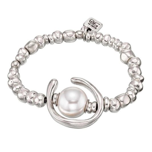 Uno De 50 Silver Plated Another Round Pearl Bracelet