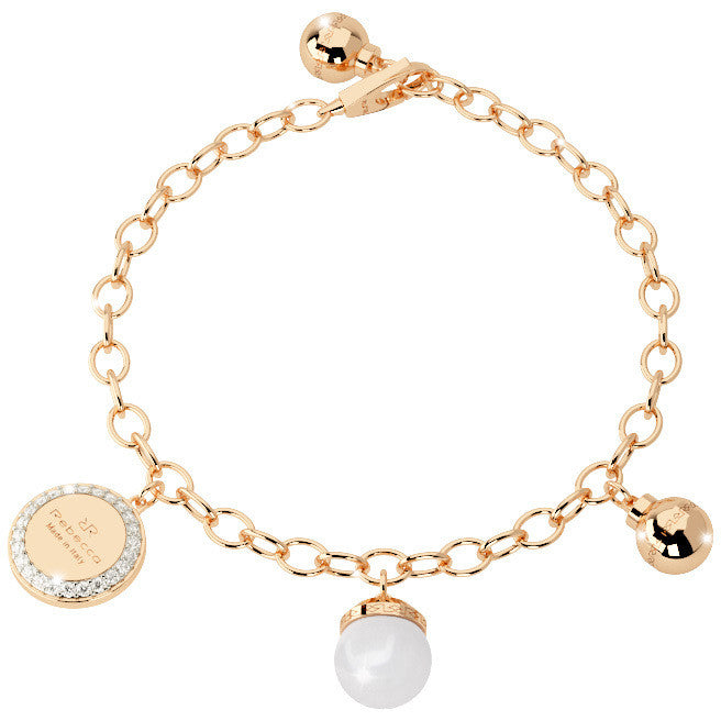 Rebecca Stone Set Hollywood Pearl Yellow Plated Bracelet