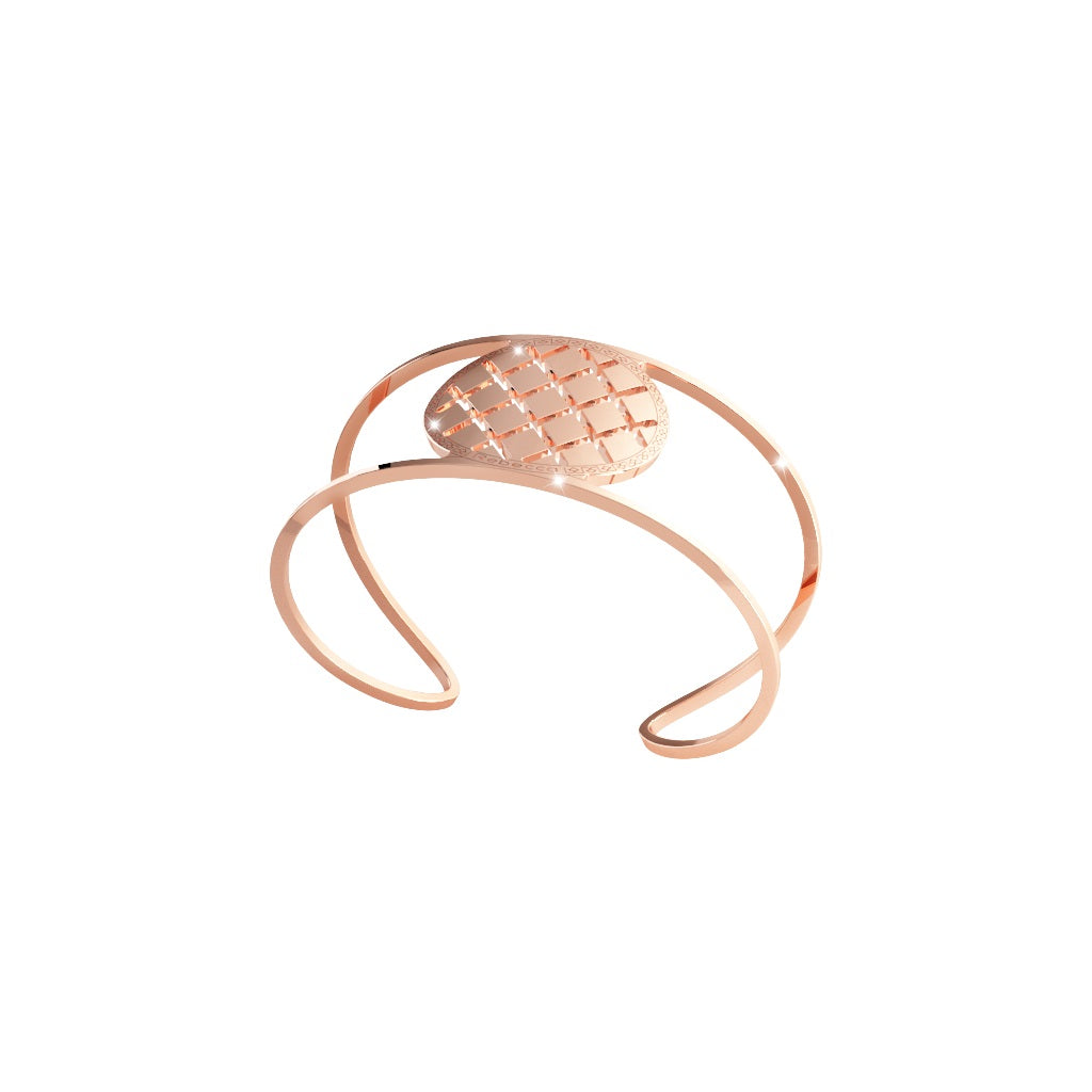 Rebecca Open Curve Link With Round Disc Rose Bangle