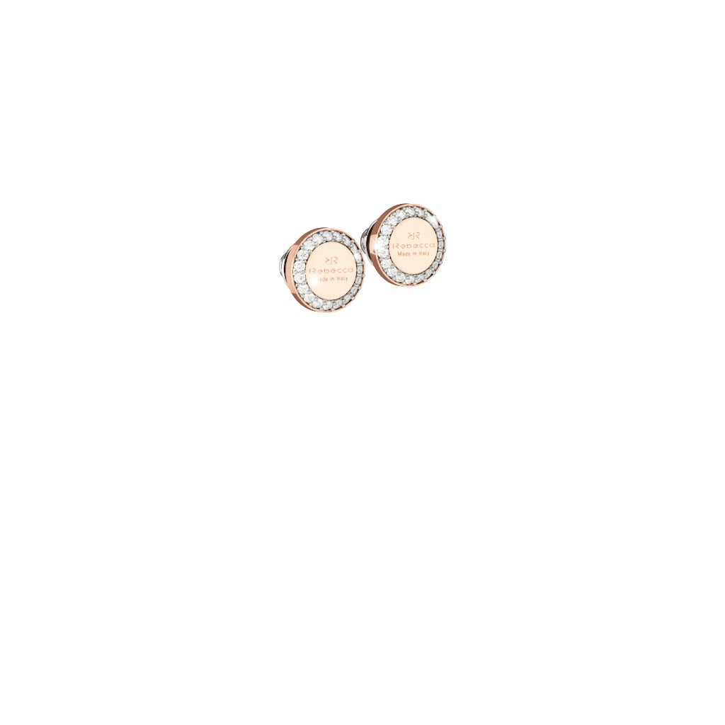 Rebecca Round Cubic Zirconia Disc Rose Earrings