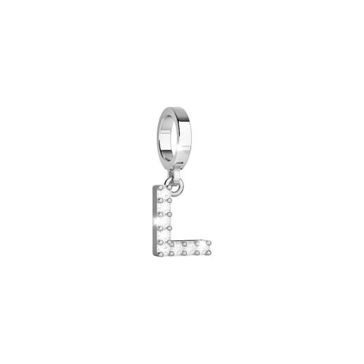 My World Initial L Stone Set Charm In Silver
