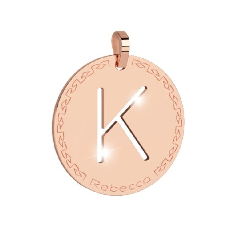 My World Initial K Disc Charm In Rose