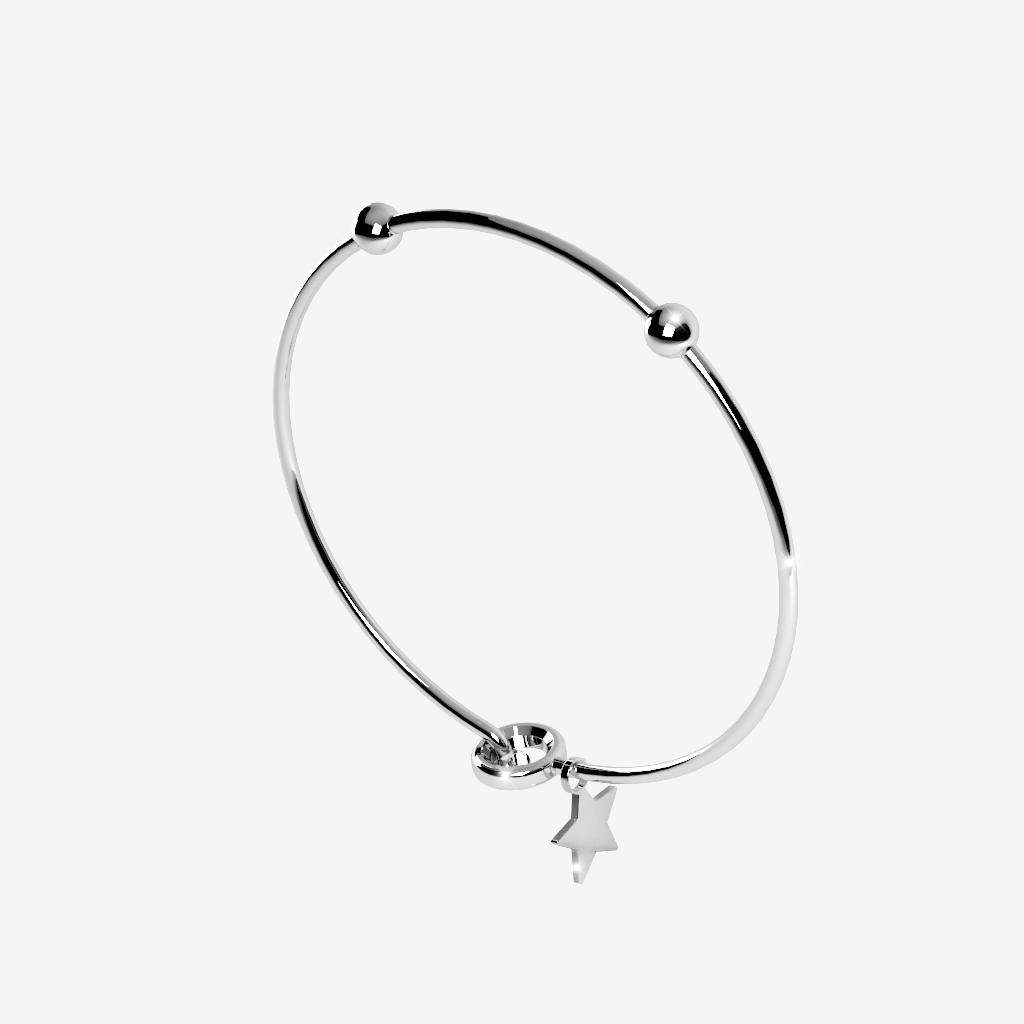 My World Drop Star Bangle In Silver