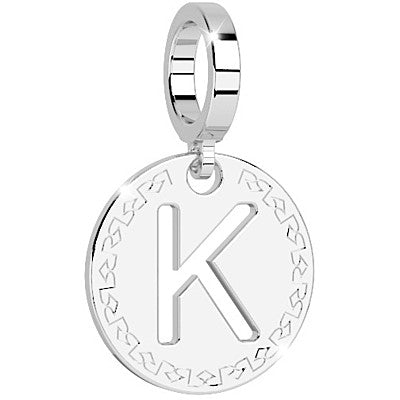 My World Initial Charm Letter K In Silver