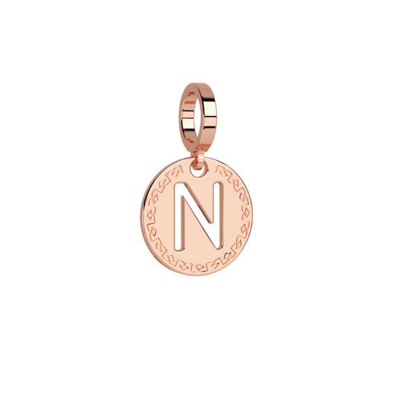 My World Initial Charm Letter N In Rose