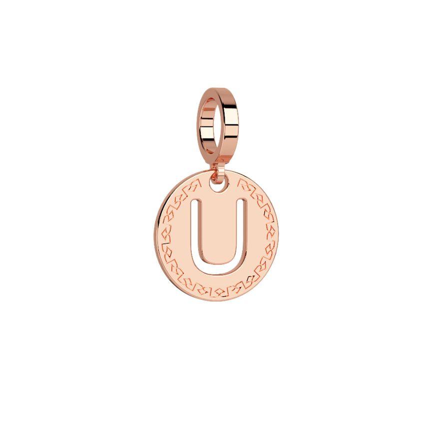 My World Initial Charm Letter U In Rose