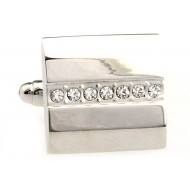 Silver Plated Stone Set Rectangular Cufflinks