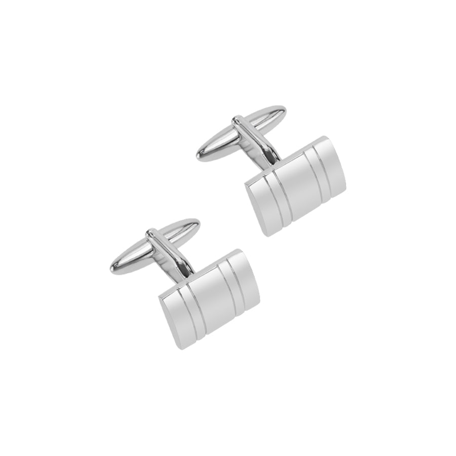 Silver Plated Classic Curved Cufflinks