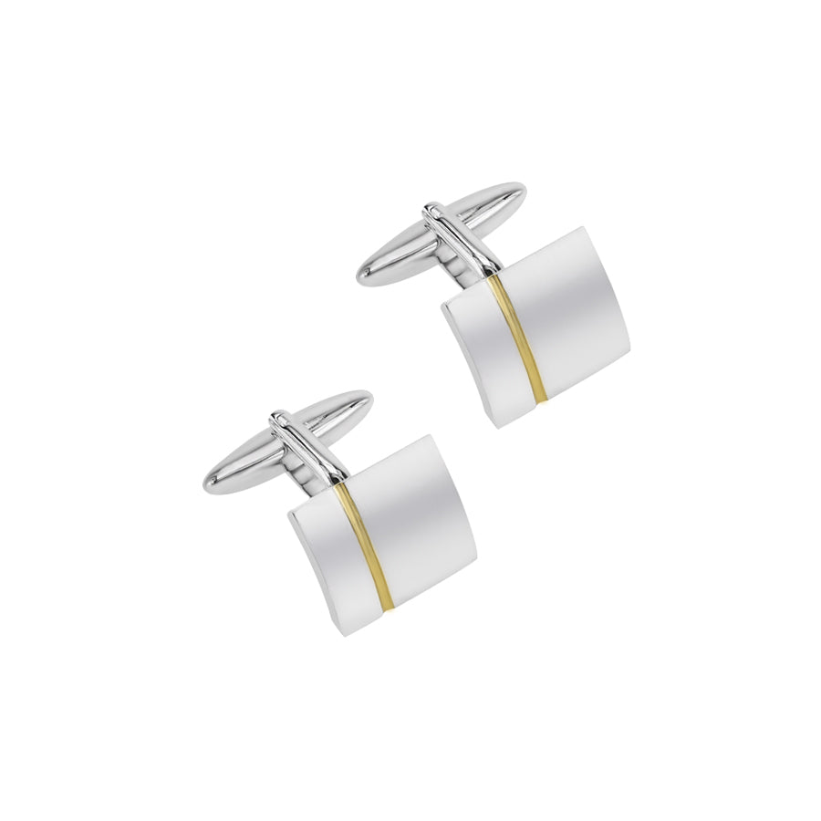 Silver Plated Two Tone Matt And Polished Cufflinks