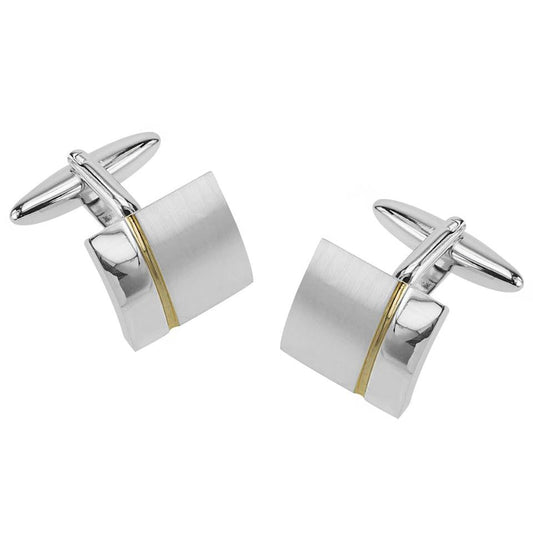 Silver Plated Two Tone Matt And Polished Cufflinks