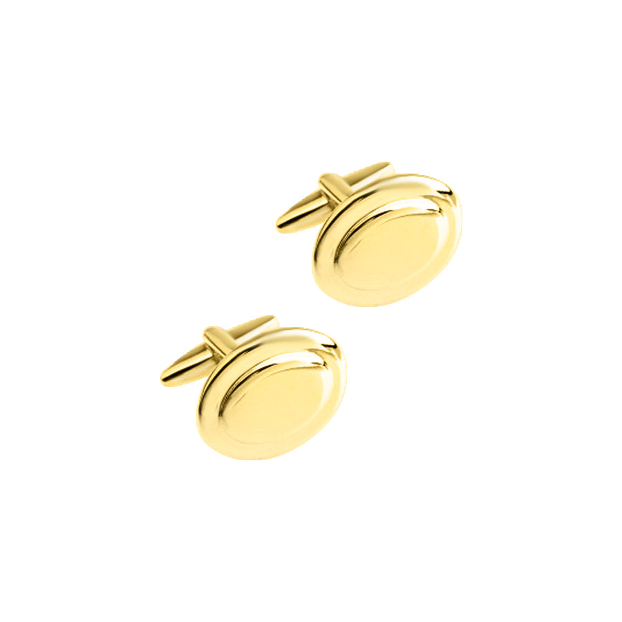 Gold Plated Oval Polished Cufflinks