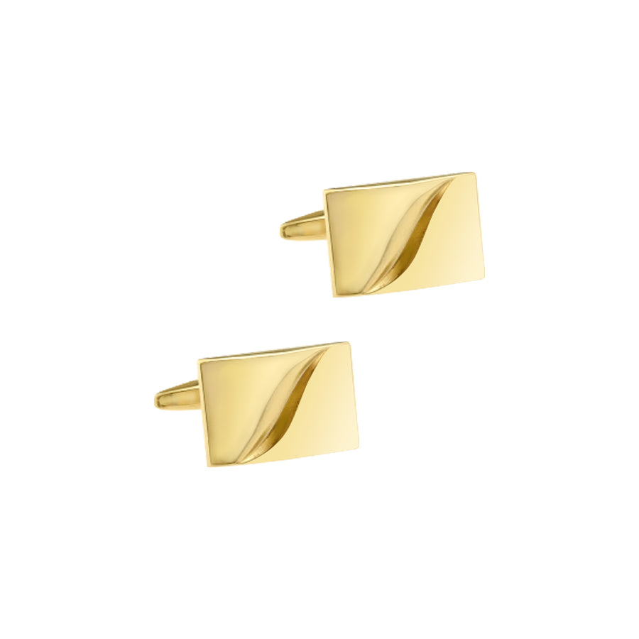 Gold Plated Diagonal Wave Cufflinks