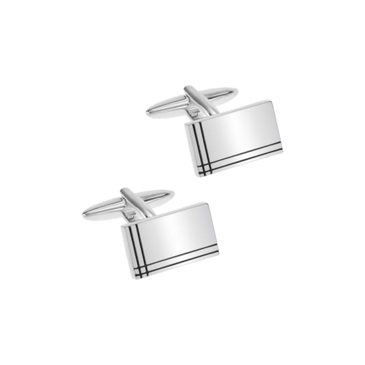 Silver Plated Cufflinks with Double Line