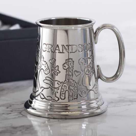 Silver Plated Grandson Christening Mug