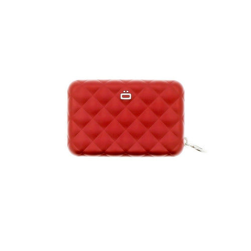 Ogon Quilted Zipper Red Card Holder Zipper  Quilted Aluminium