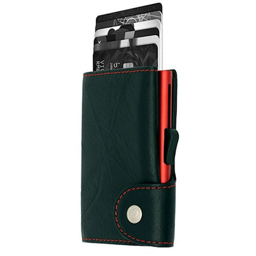 C-Secure Black Leather Red Holder Wallet