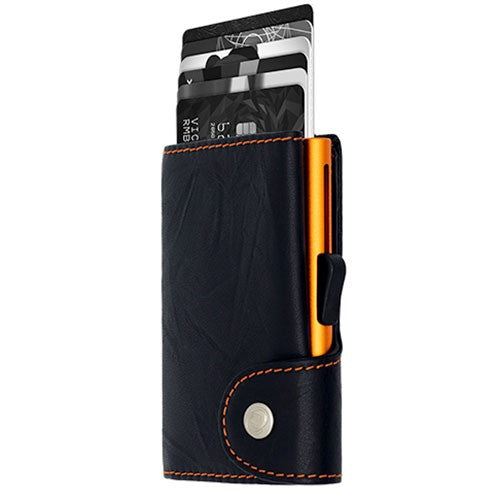 Black Leather Orange Detail Cssecure Wallet