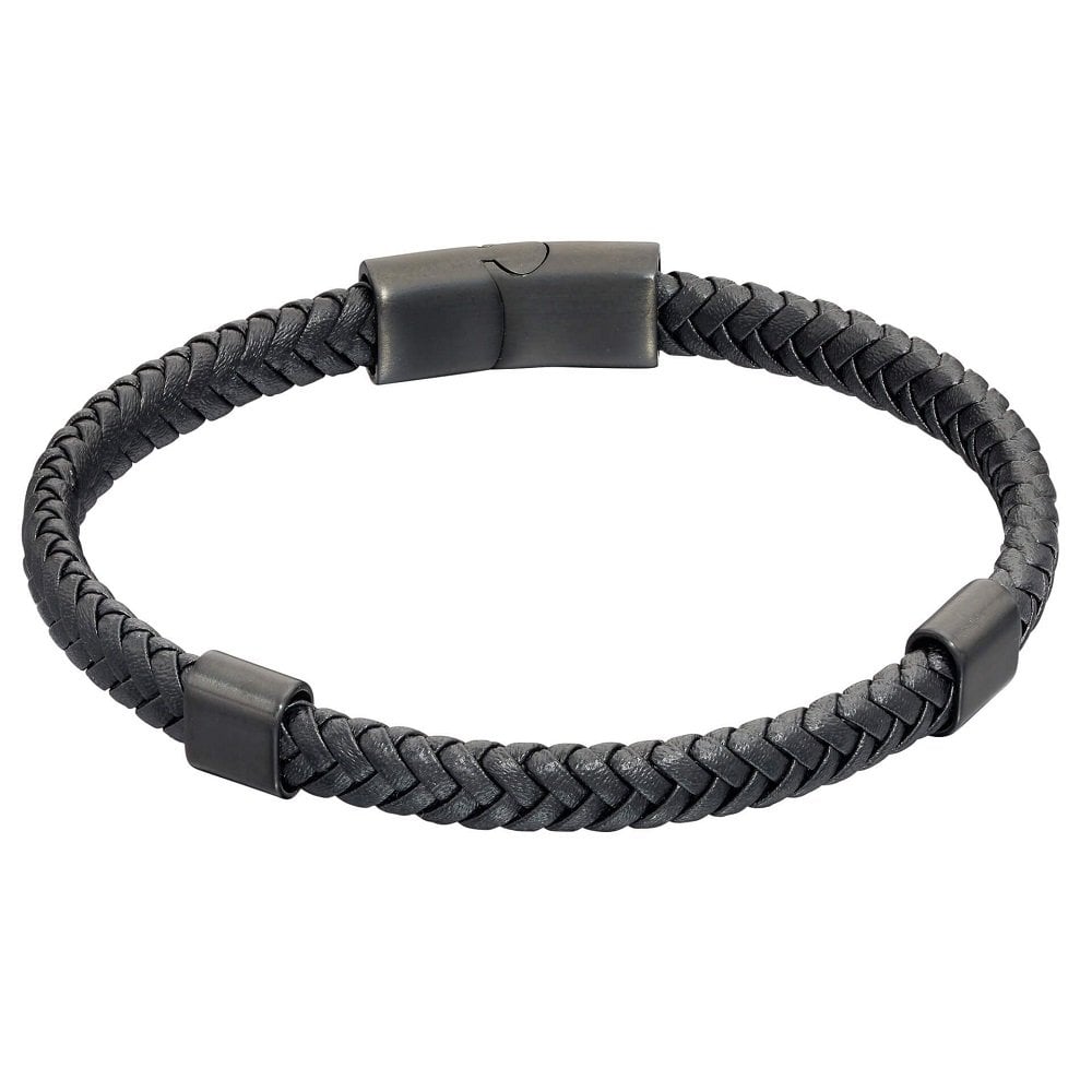 Freb Bennett Stainless Steel Black Braided Bracelet