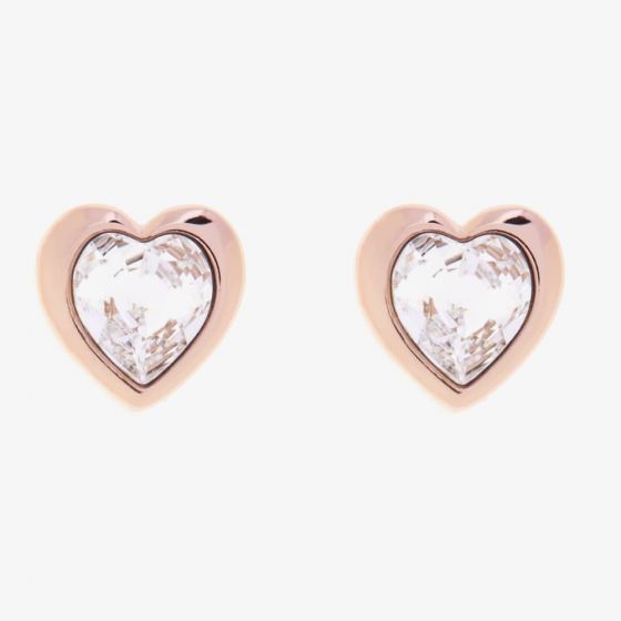 Ted Baker Cyrstal Heart Stud Earrings In Rose