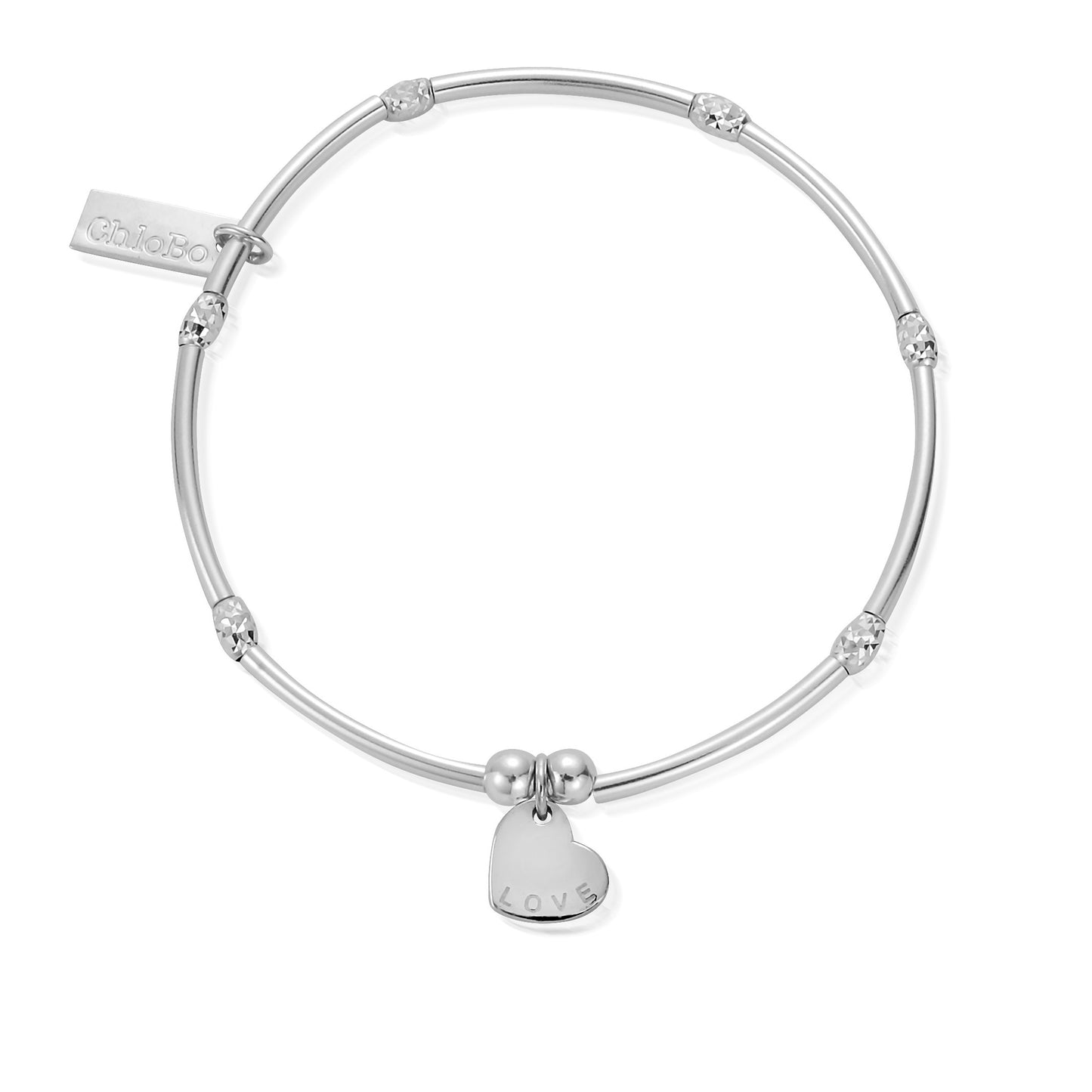 Sterling Silver Love Heart Chlobo Bangle