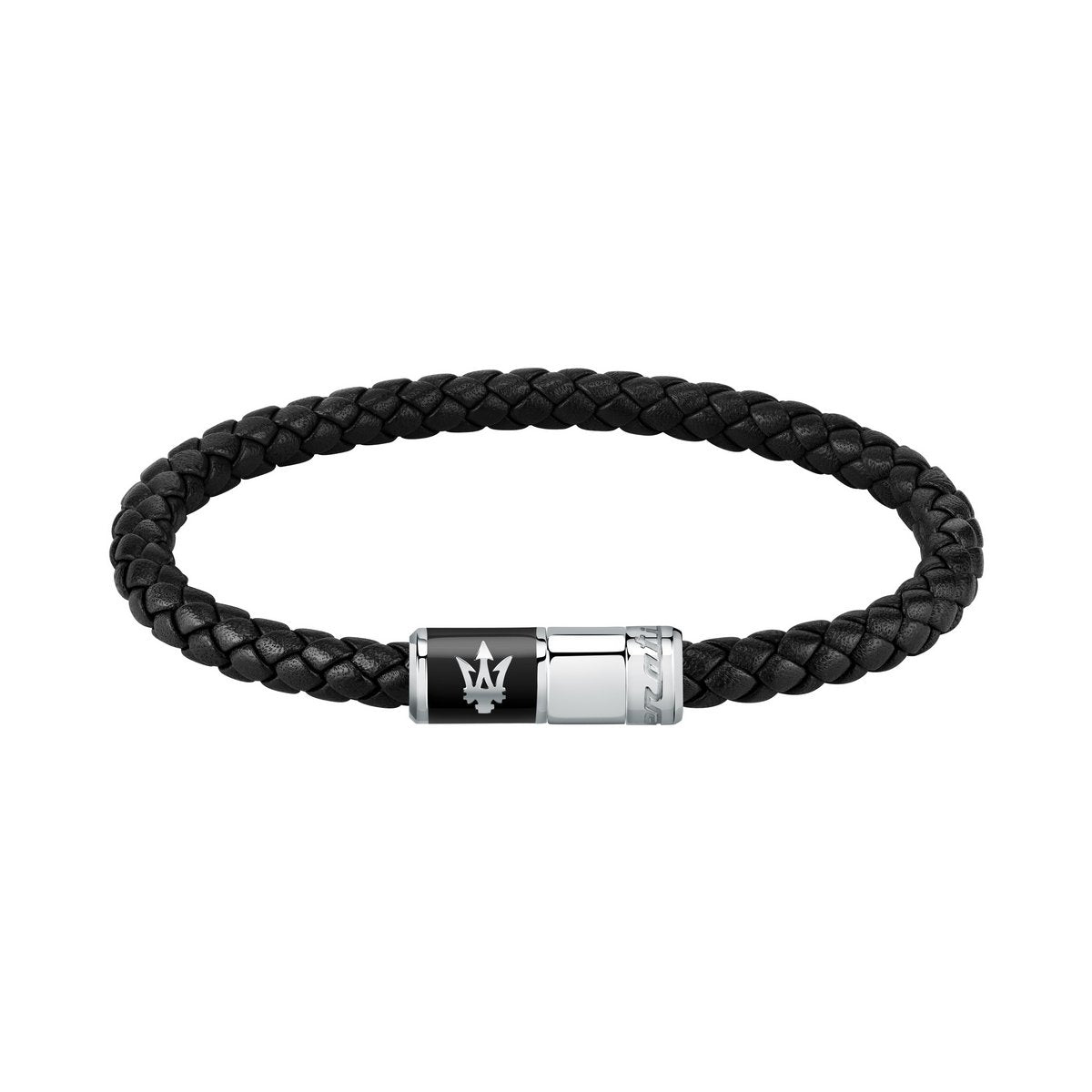 Maserati Black Recycled Leather Woven Bracelet