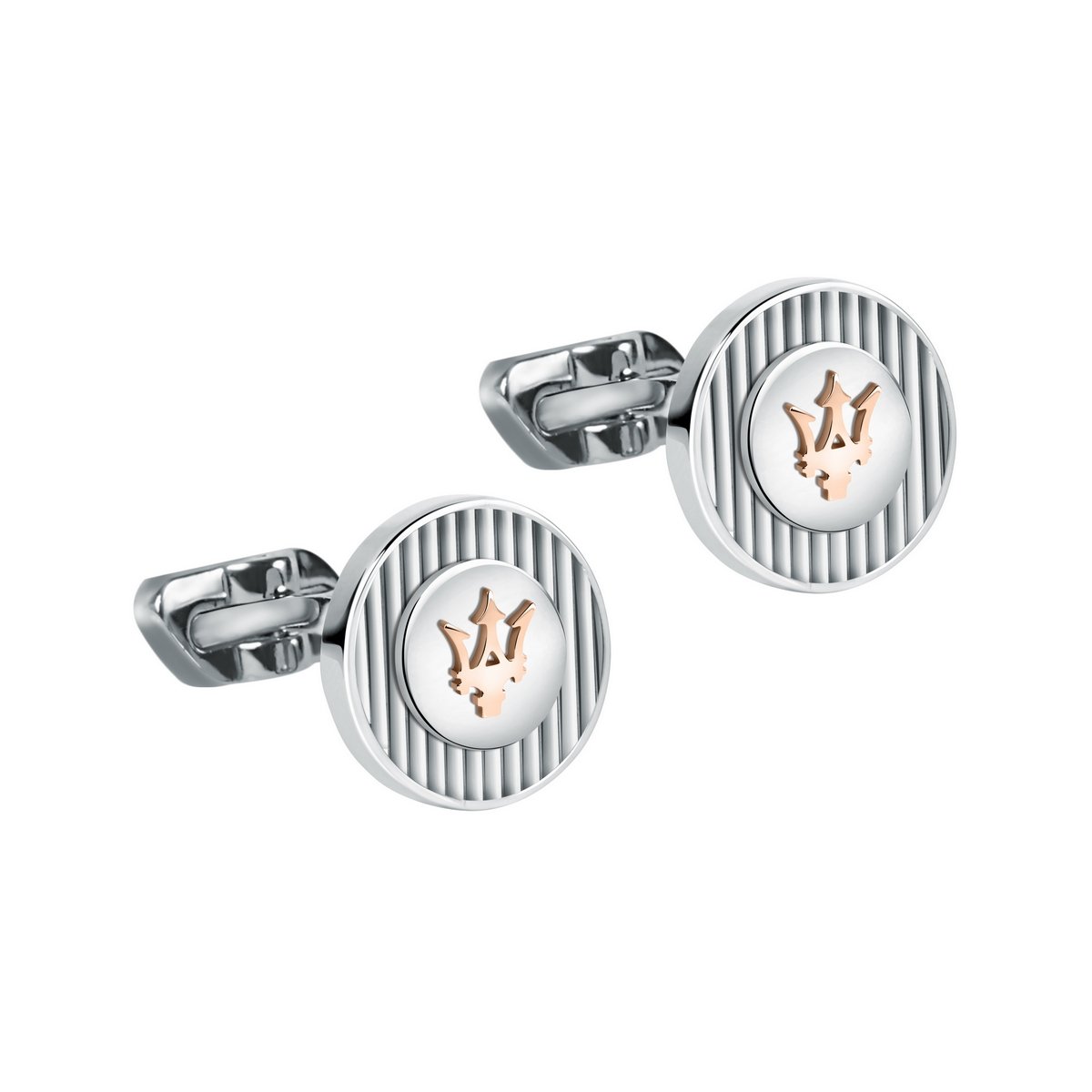 Maserati Stainless Steel + Rose Plated Round Cufflinks