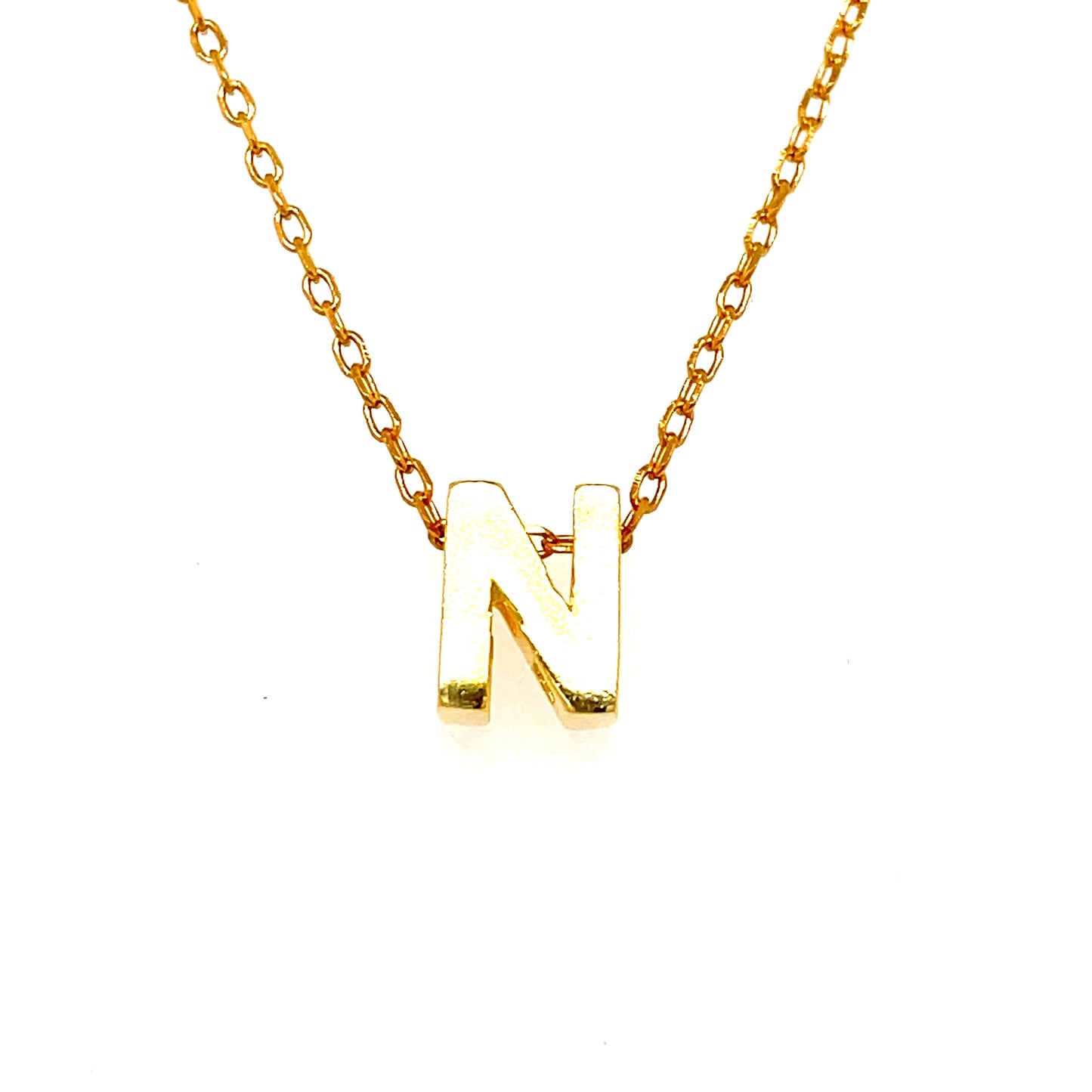 Sterling Silver Gold Plated Initial N