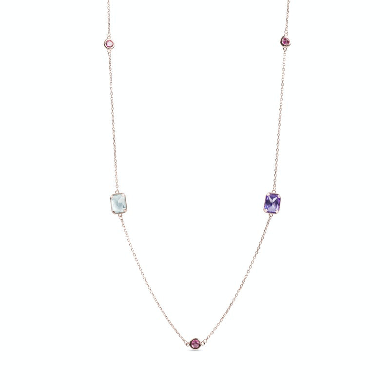 Luxenter  Gold Plated Rose Multi Colour Necklet