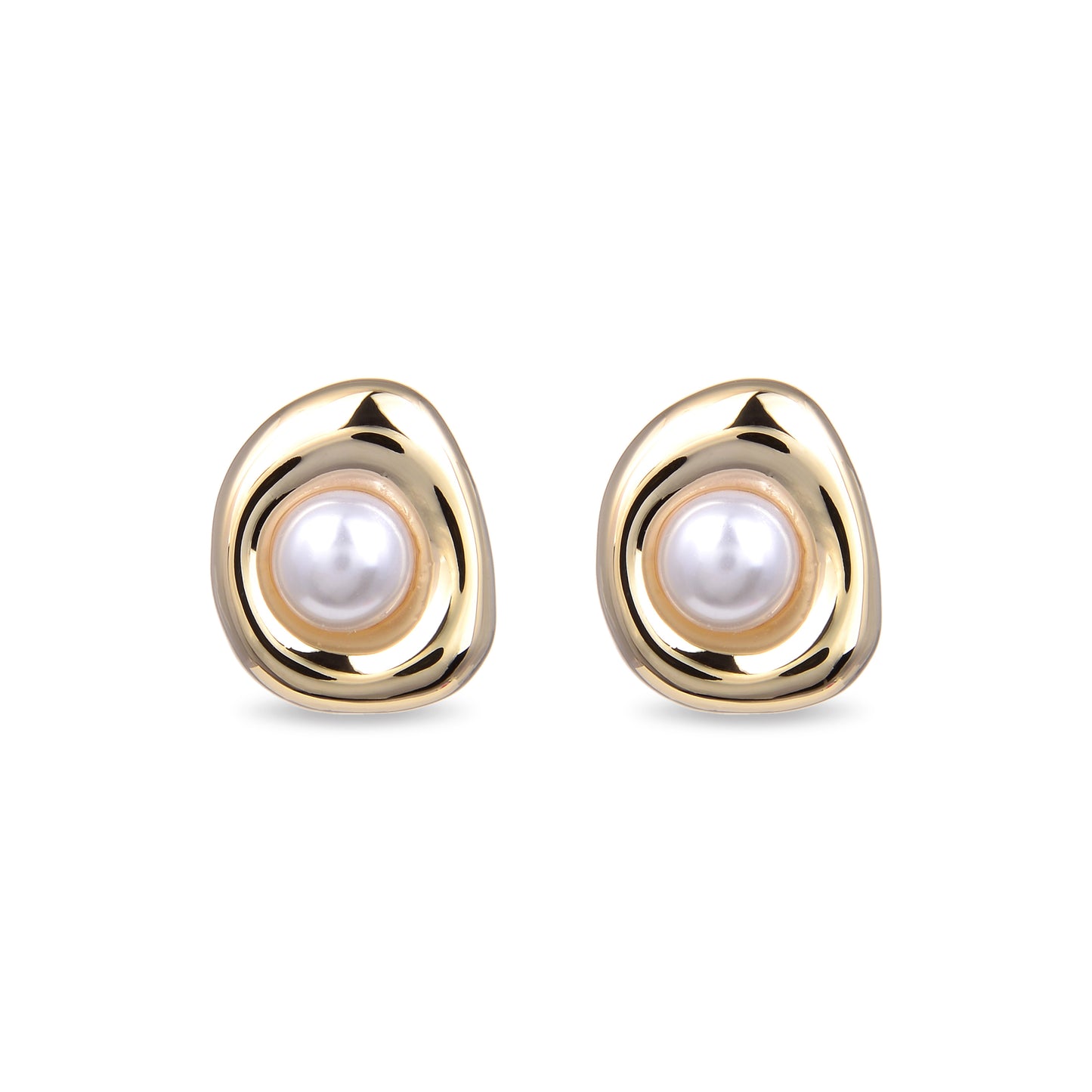 Luxenter Gold Plated Pearl With Gold Plated Surround Earrings