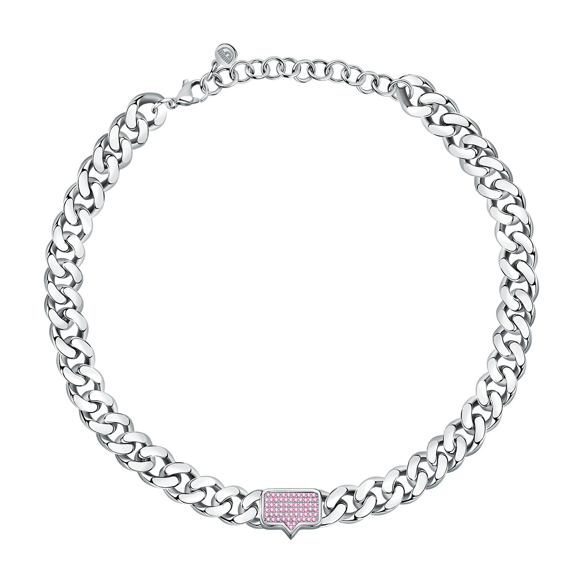 Chiara Ferragni Sliver Plated  Pink Crystal Big Chain