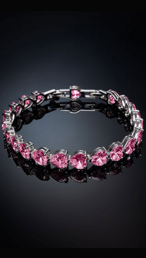 Chiara Ferragni Pink Heart Cubic Zirconia Tennis Bracelet
