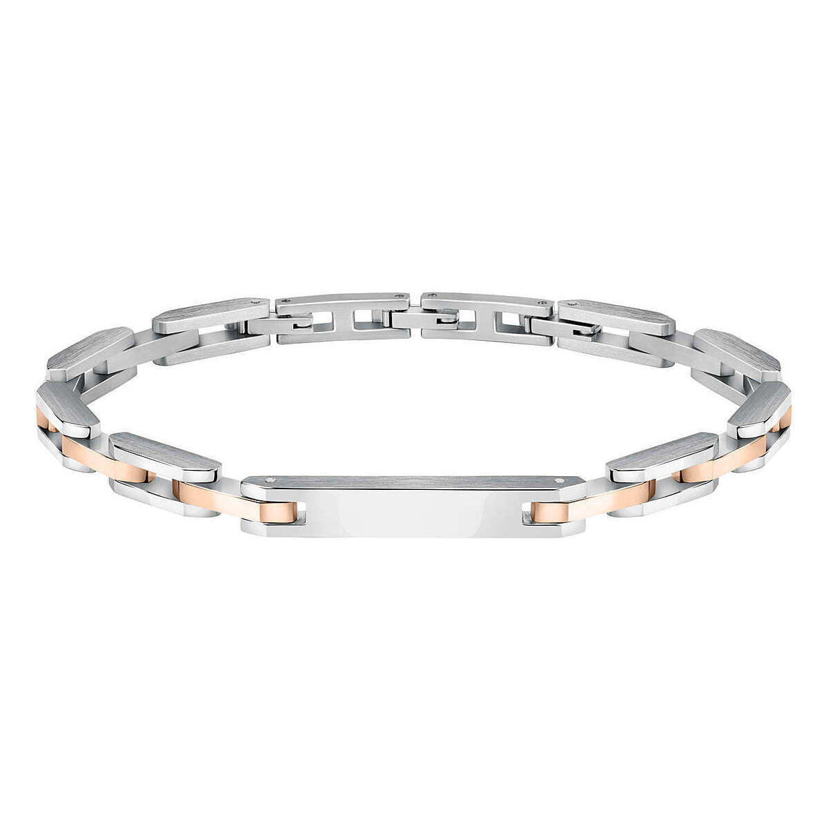Sector Stainless Steel Rose Plated Link Id Bracelet