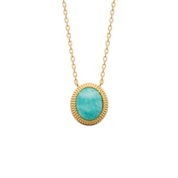 Burren 18ct Gold Plated Oval Amazonite Necklet