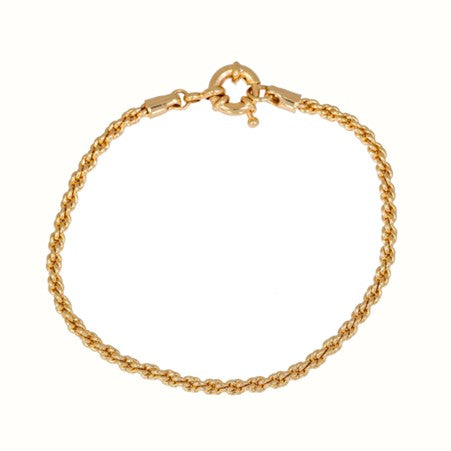 Burren 18ct Gold Plated Rope Bracelet With Bolt Ring Clasp