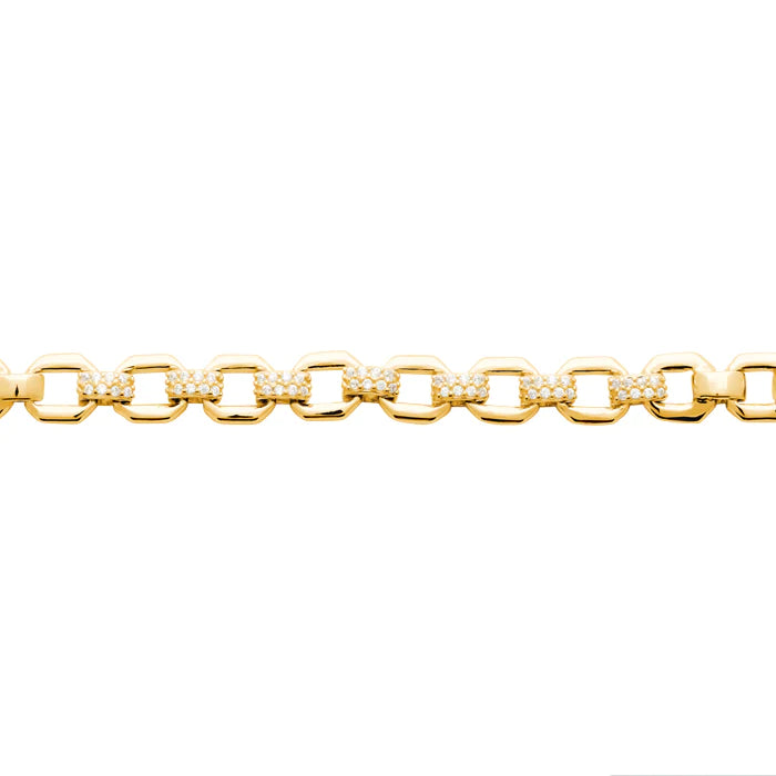 Burren 18ct Gold Plated Cubic Zirconia Square Link Bracelet