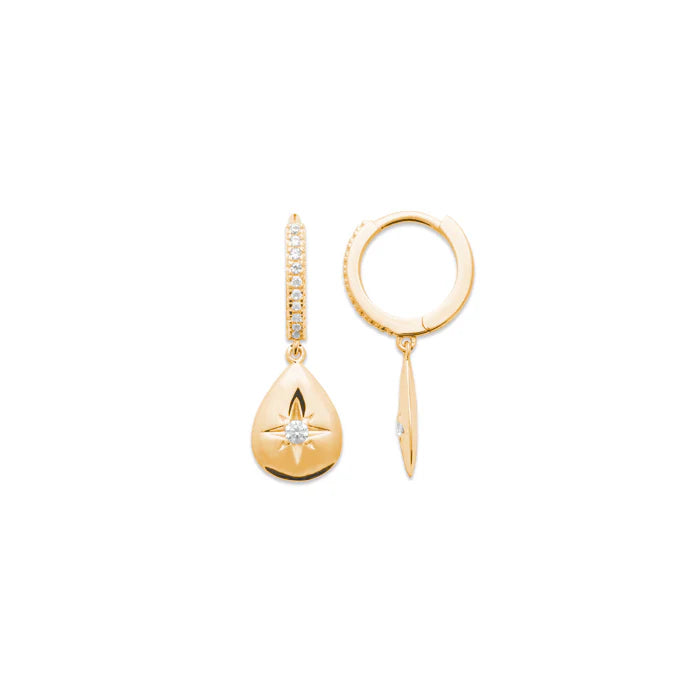 Burren 18ct Gold Plated Teardrop Cubic Zirconia Star Huggie Earring