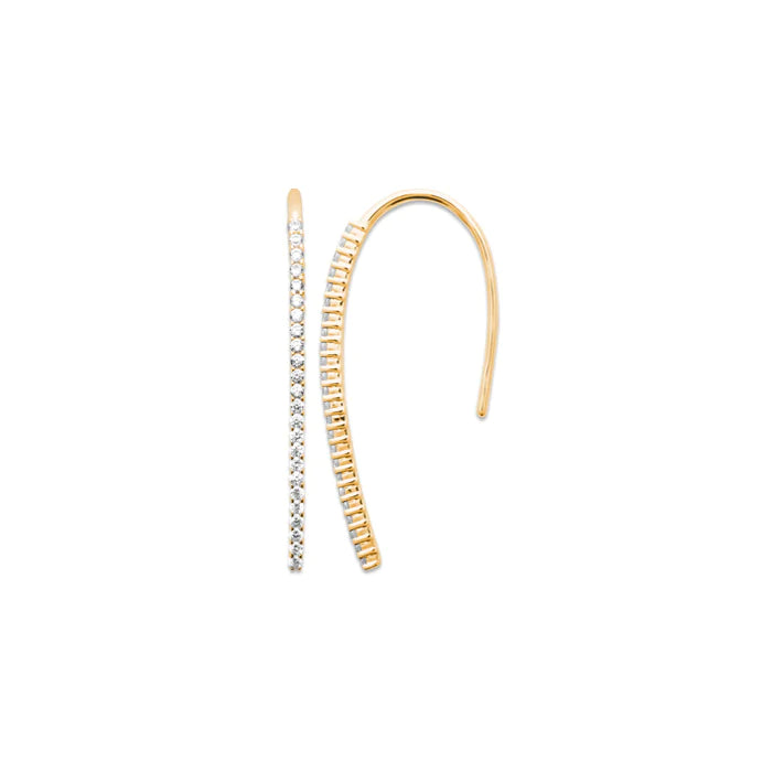 Burren 18ct Gold Plated Cubic Zirconia Long Drop Hook Earring