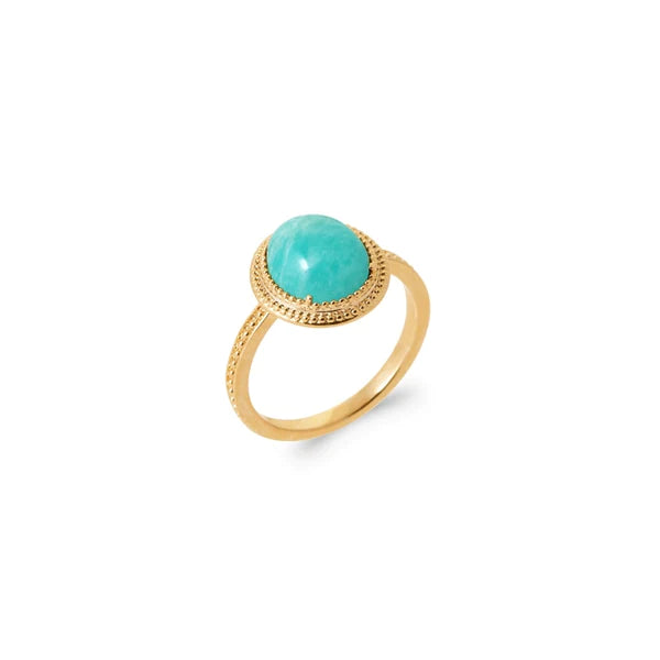 Burren 18ct Gold Plated Oval Amazonite Dress Ring