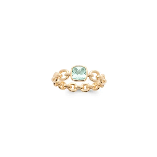 Burren 18ct Gold Plated Rubover Green Cubic Zirconia Dress Ring