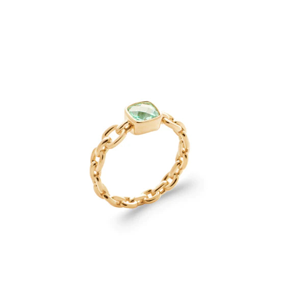 Burren 18ct Gold Plated Rubover Green Cubic Zirconia Dress Ring