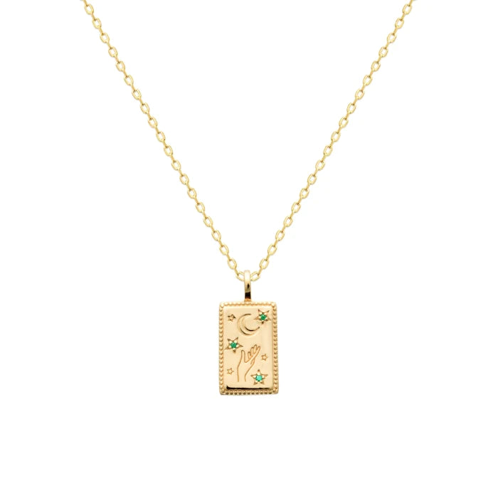 Burren18ct GP Hand And Moon Tarot Card Pendant