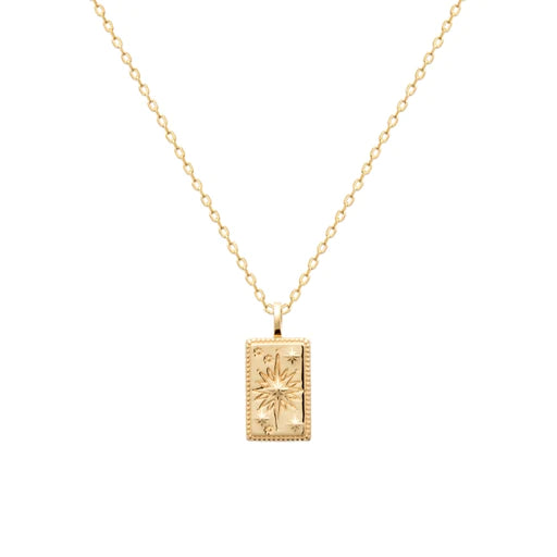 Burren 18ct Gold Plated Shooting Star Tarot Card Pendant