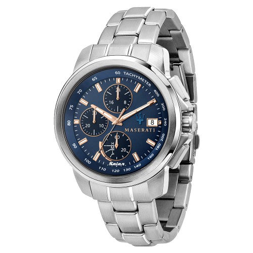 Gents Stainless Steel Maserati Navy Chronograph Solar Watch